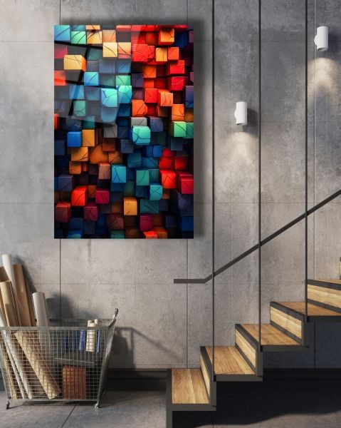 Geometrik Desen Soyut Cam Tablo