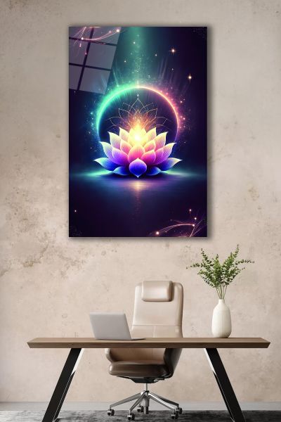 Lotus Çiçeği Cam Tablo