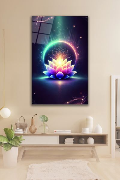 Lotus Çiçeği Cam Tablo