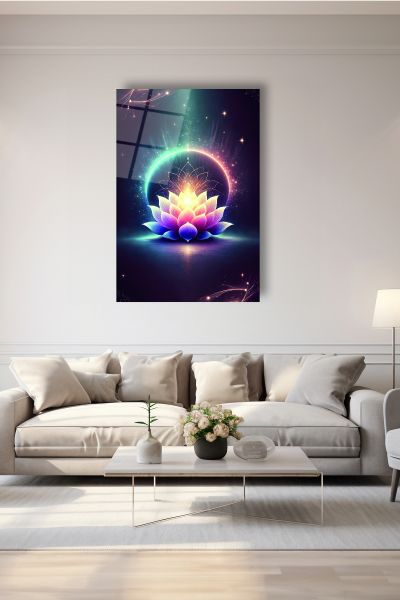 Lotus Çiçeği Cam Tablo
