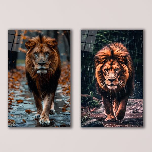 2'li Set Aslan Cam Tablo