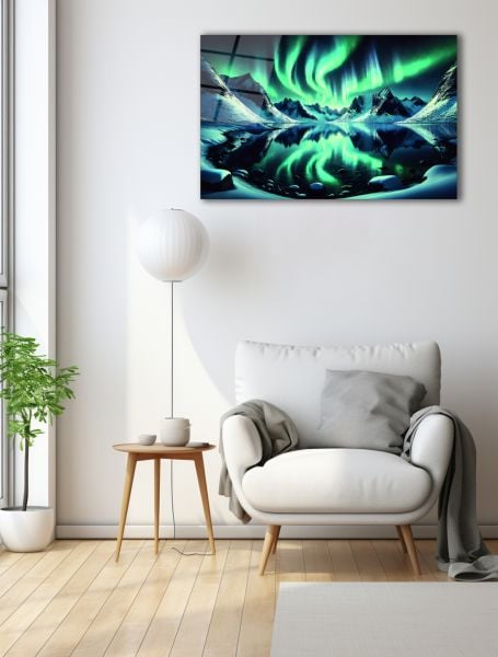 Kutup Işıkları Cam Tablo