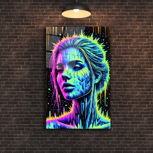 Neon Kadın Cam Tablo