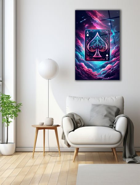 Modern İskambil Kağıdı Cam Tablo
