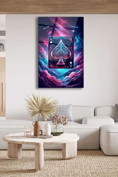 Modern İskambil Kağıdı Cam Tablo