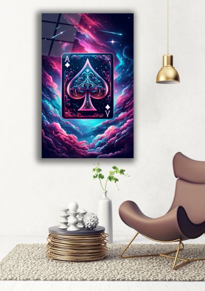 Modern İskambil Kağıdı Cam Tablo