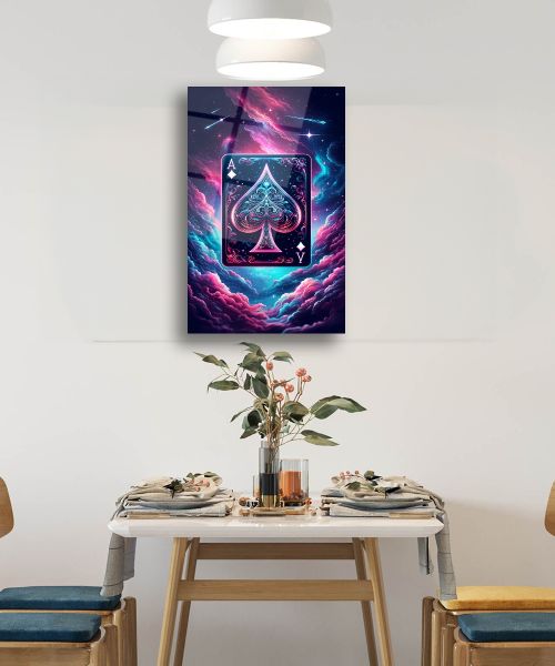 Modern İskambil Kağıdı Cam Tablo