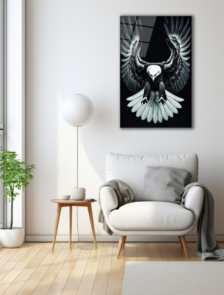 Kanat Çırpan Kartal Cam Tablo