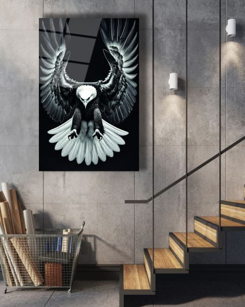Kanat Çırpan Kartal Cam Tablo