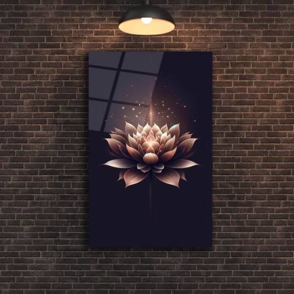Lotus Çiçeği Cam Tablo
