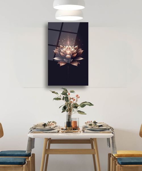 Lotus Çiçeği Cam Tablo
