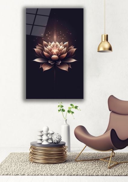 Lotus Çiçeği Cam Tablo