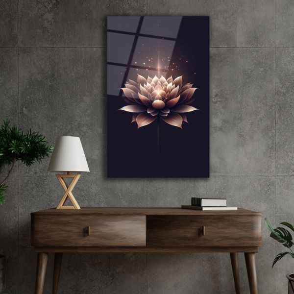 Lotus Çiçeği Cam Tablo