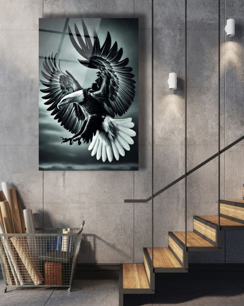 Avlanan Kartal Cam Tablo