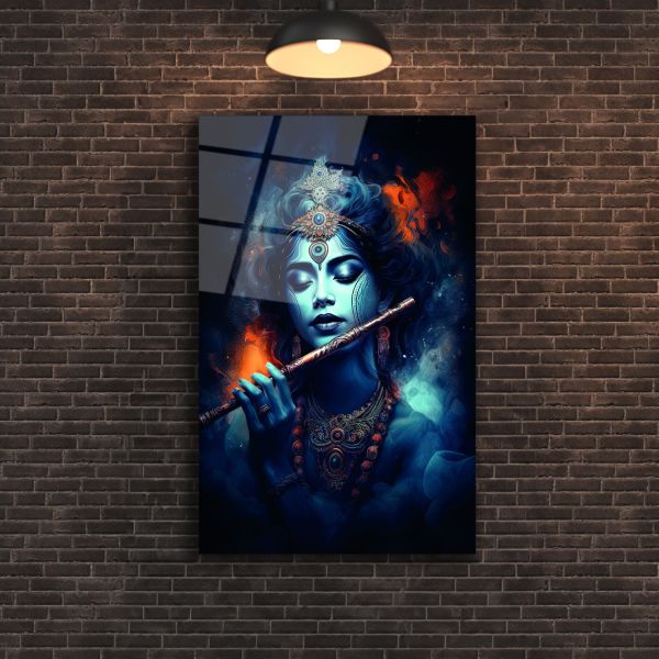Krishna Hinduizm Cam Tablo