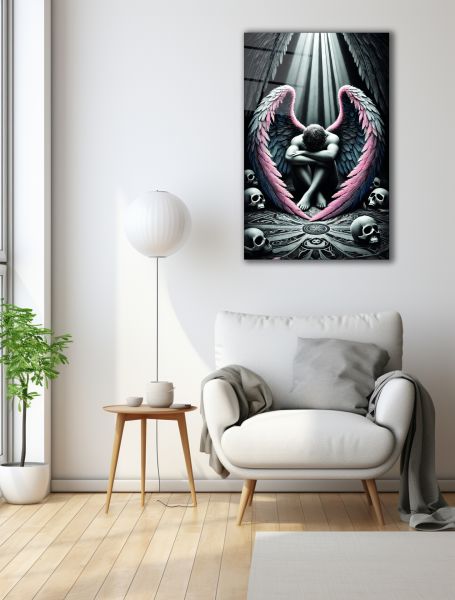 Gotik Meleğin Hüznü Cam Tablo