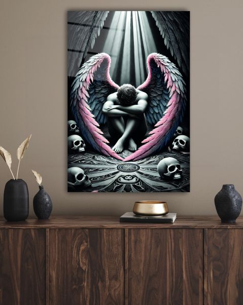 Gotik Meleğin Hüznü Cam Tablo