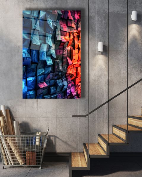 Geometrik Detaylı Ahşap Desenler Cam Tablo
