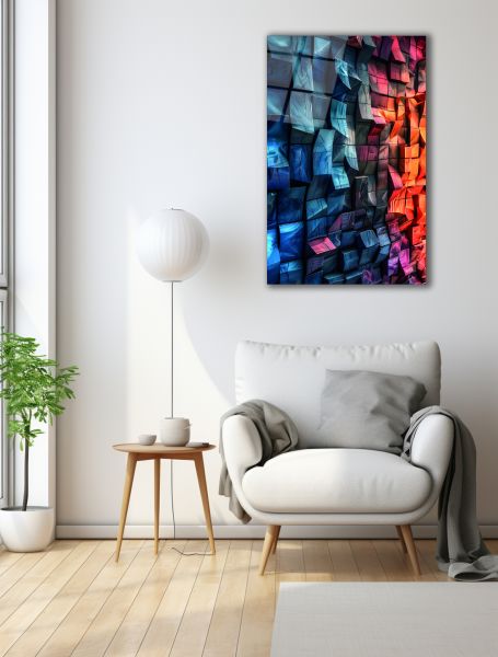 Geometrik Detaylı Ahşap Desenler Cam Tablo