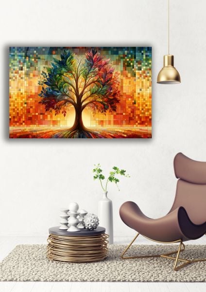 Vitray Hayat Ağacı Cam Tablo