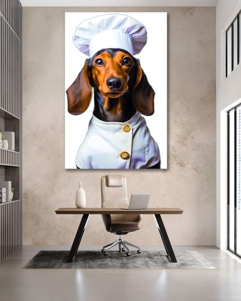 Aşçı Köpek Cam Tablo