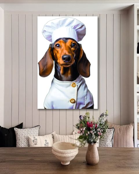 Aşçı Köpek Cam Tablo