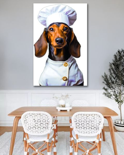 Aşçı Köpek Cam Tablo