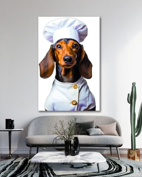Aşçı Köpek Cam Tablo