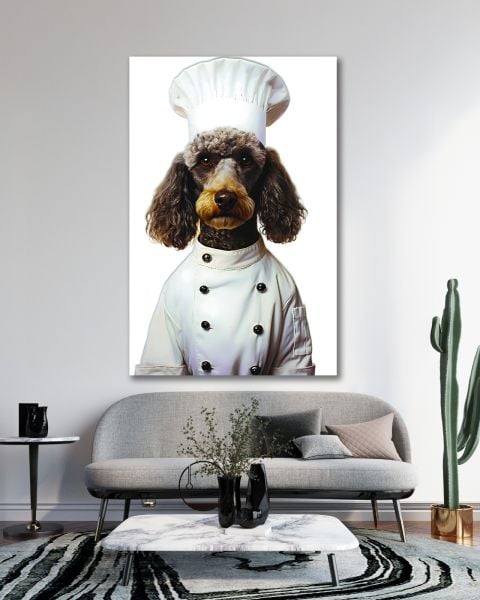 Aşçı Köpek Cam Tablo