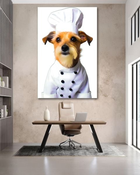 Aşçı Köpek Cam Tablo