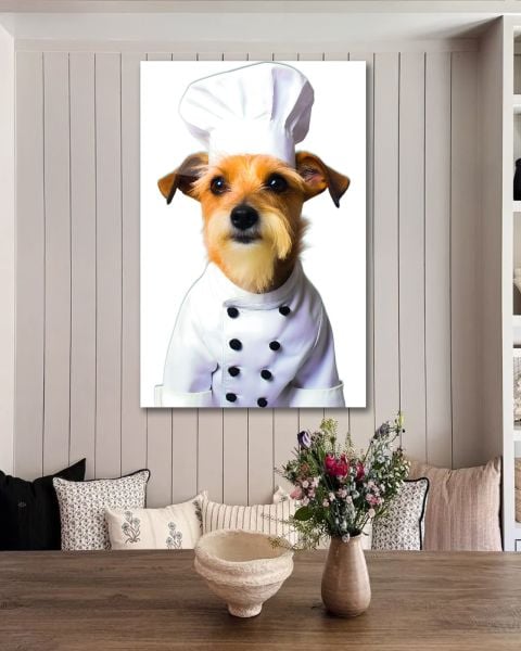 Aşçı Köpek Cam Tablo