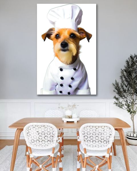 Aşçı Köpek Cam Tablo
