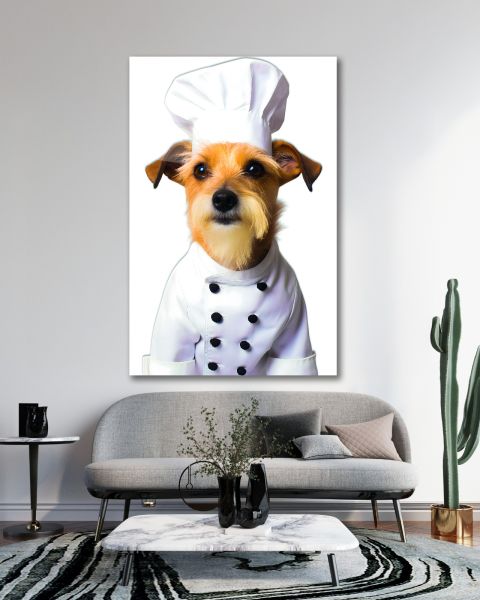 Aşçı Köpek Cam Tablo