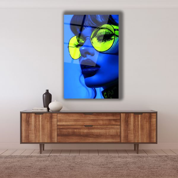 Retro Kadın Cam Tablo