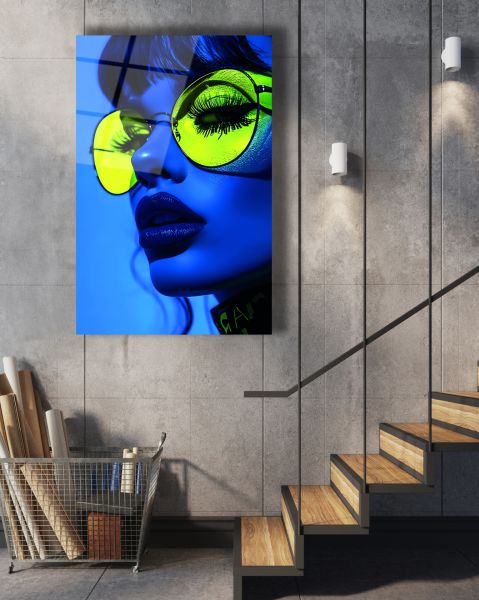 Retro Kadın Cam Tablo