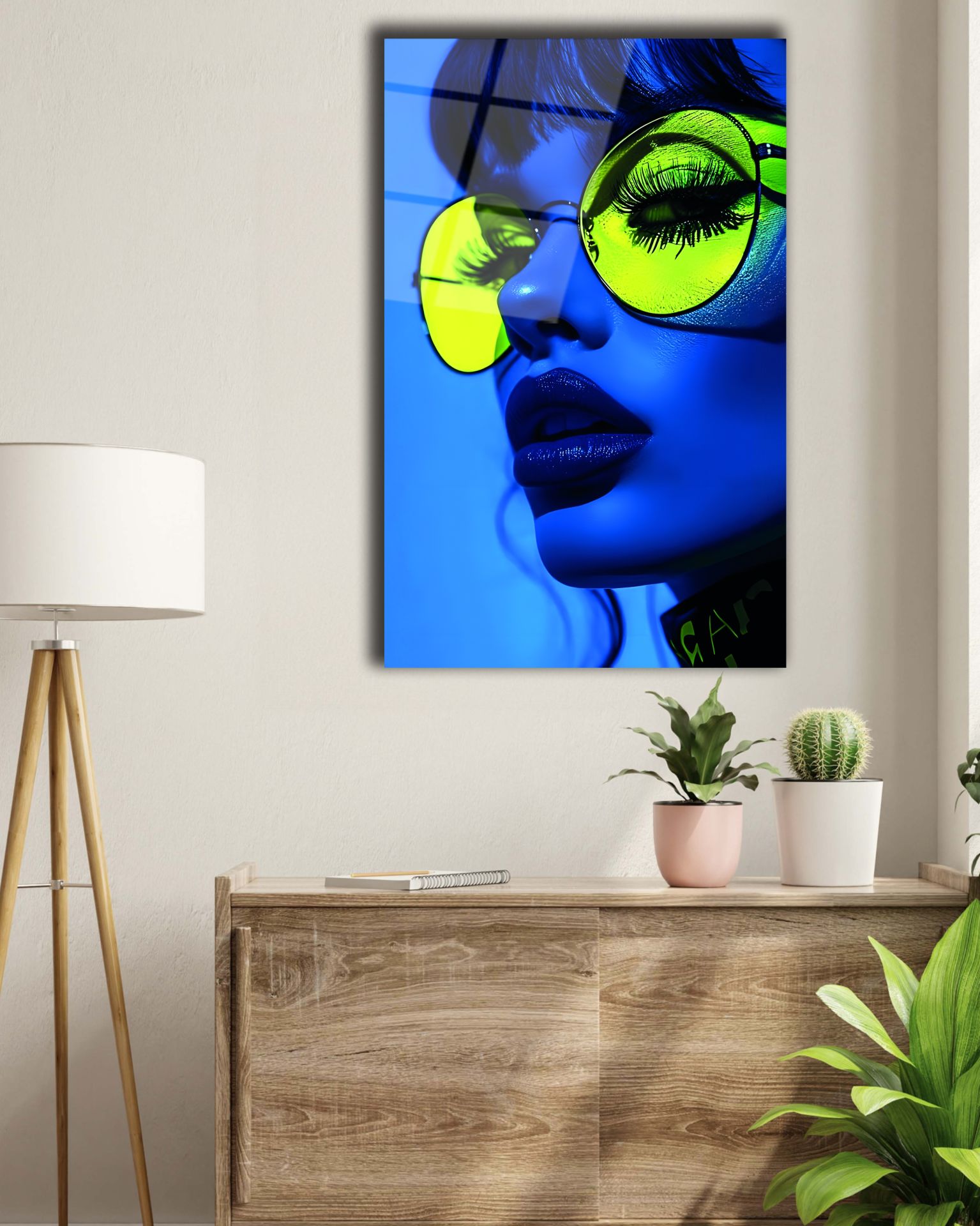 Retro Kadın Cam Tablo