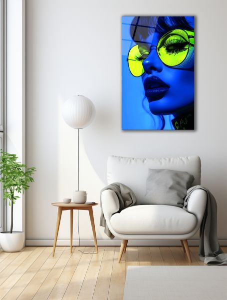 Retro Kadın Cam Tablo