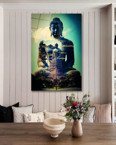 Buda Heykeli Cam Tablo