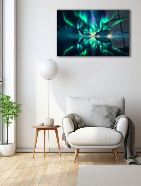 Kutup Işıkları Cam Tablo