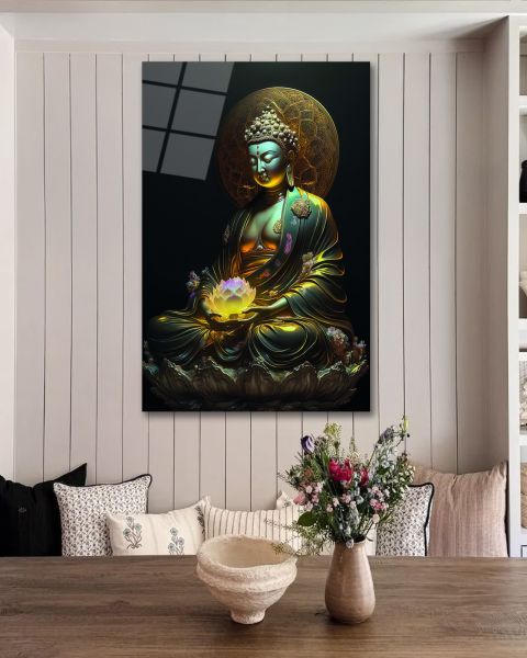 Buda Heykeli Cam Tablo