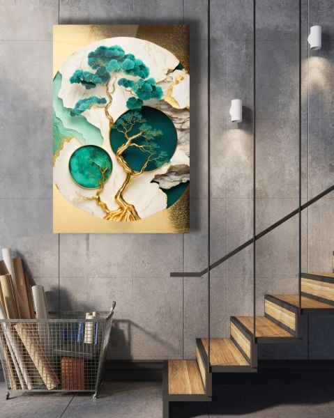 Bonsai Ağacı Cam Tablo