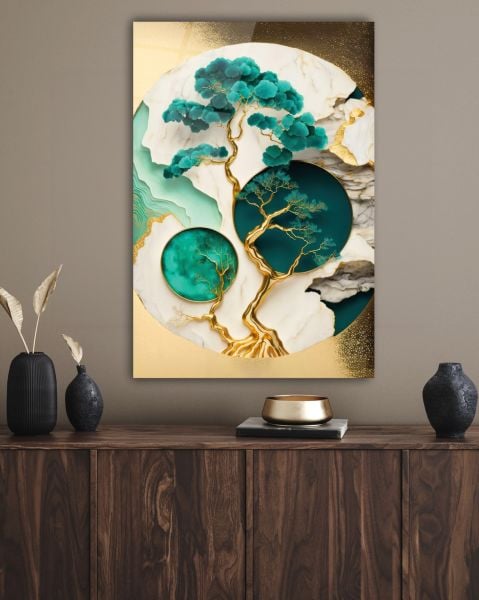 Bonsai Ağacı Cam Tablo