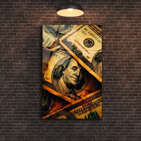 Altın Amerikan Doları Cam Tablo