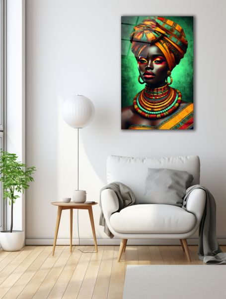 Afrikalı Kabile Kadını Cam Tablo
