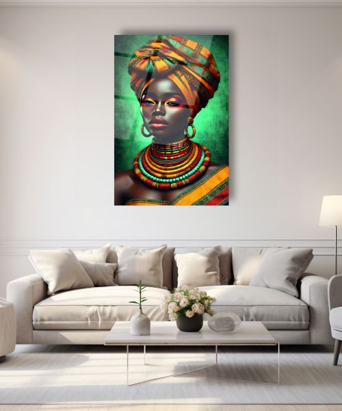 Afrikalı Kabile Kadını Cam Tablo
