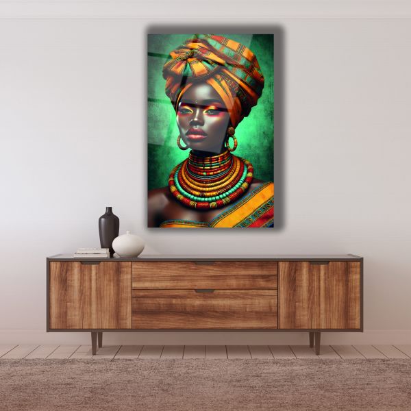 Afrikalı Kabile Kadını Cam Tablo