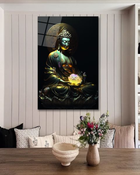 Buda Heykeli Cam Tablo