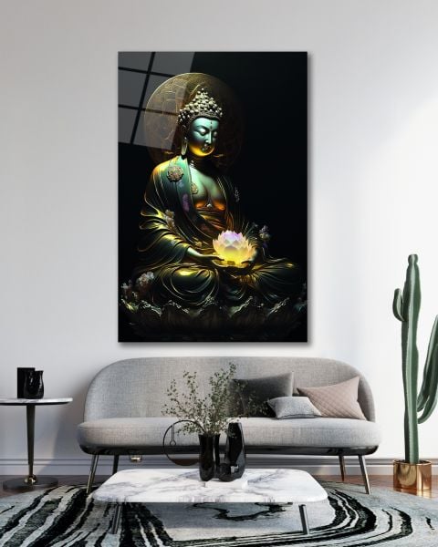 Buda Heykeli Cam Tablo